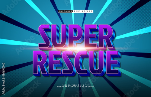 super rescue editable text effect with a hero and game text effect