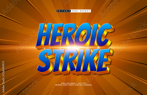 heroic strike editable text effect with a hero and game text effect