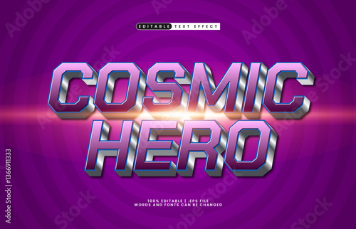 cosmic hero editable text effect with a hero and game text effect