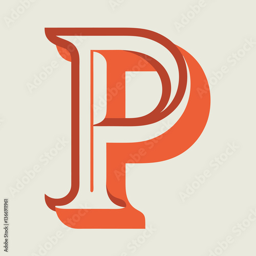 Retro Vintage P Letter Vector Logo Design Template Use Any Purpose