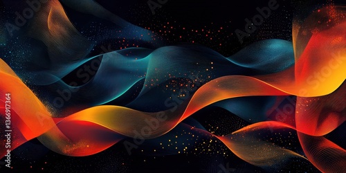 Abstract geometric shapes and flowing data streams on a dark background, symbolizing the backbone of modern technology and digital processes