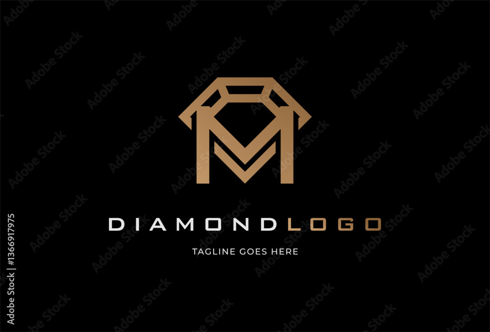 Fototapeta premium Diamond Logo. Letter M with Diamond combination. suitable for brand and company logos. vector illustration
