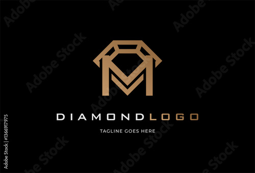 Diamond Logo. Letter M with Diamond combination. suitable for brand and company logos. vector illustration