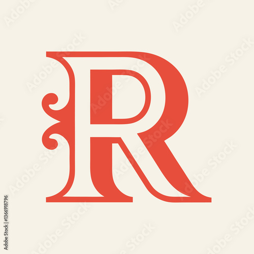 Retro Vintage R Letter Vector Logo Design Template Use Any Purpose