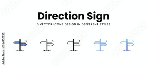 Direction Sign vector icons set stock illustration