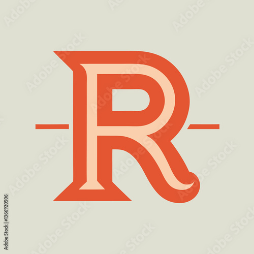 Retro Vintage R Letter Vector Logo Design Template Use Any Purpose