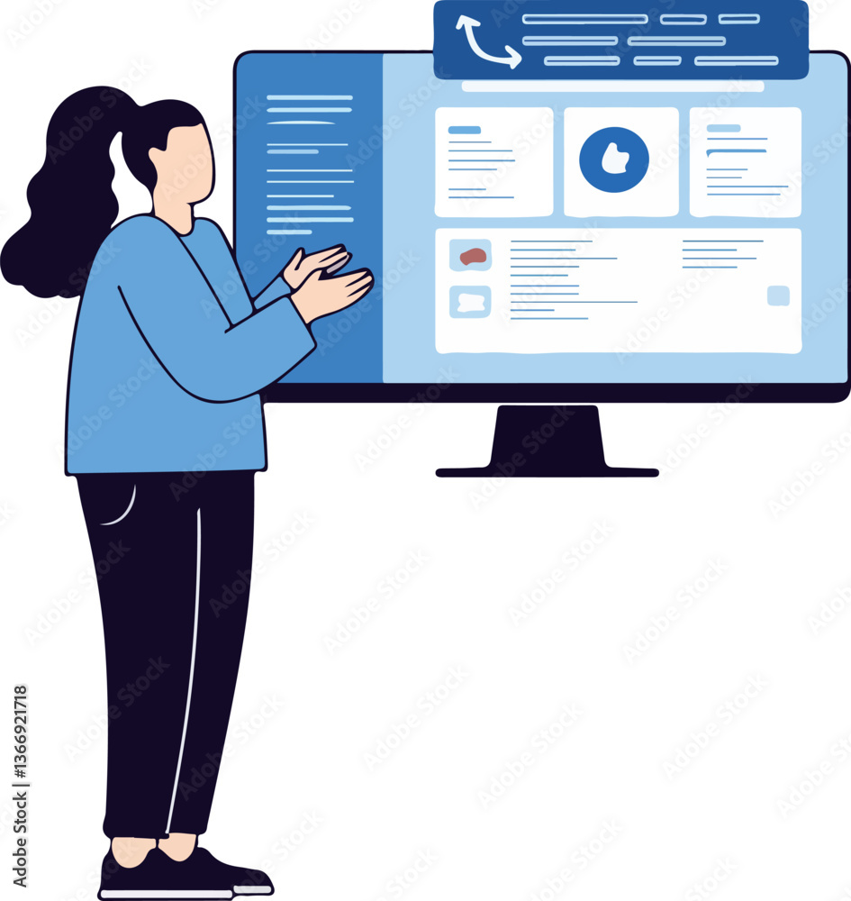 Woman Presenting Data on a Computer Screen Woman Presenting Data on a Computer Screen
