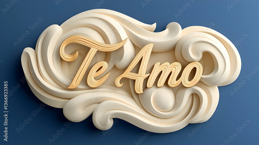 Obraz premium Ornate Te Amo Art Font Design with Gold Lettering