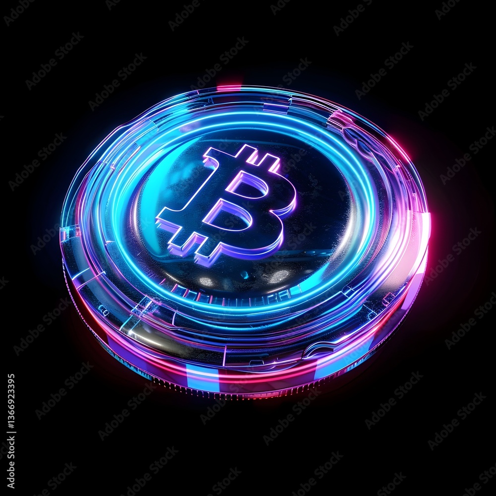 A neon colored coin with the letter B on it