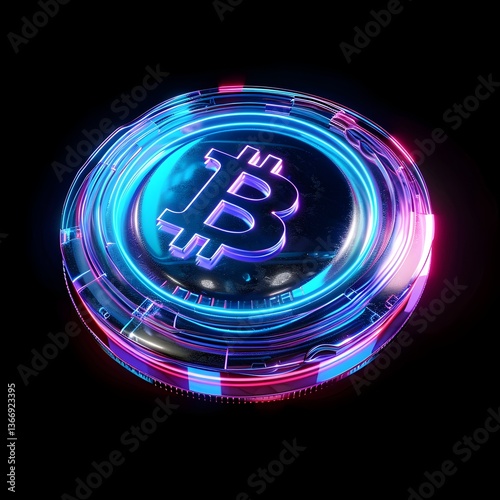 Obraz na płótnie A neon colored coin with the letter B on it w salonie