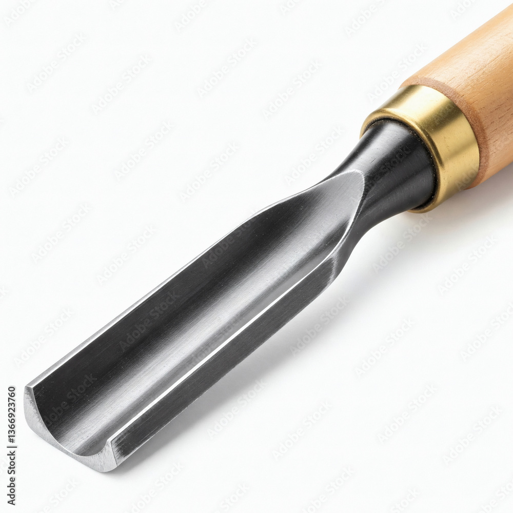 Fototapeta premium Chisel for wood carving on a white background close-up.