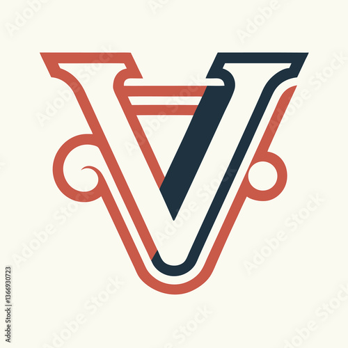 Retro Vintage V Letter Vector Logo Design Template Use Any Purpose