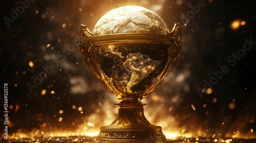 Global Achievement Golden Trophy with Earth Globe photo