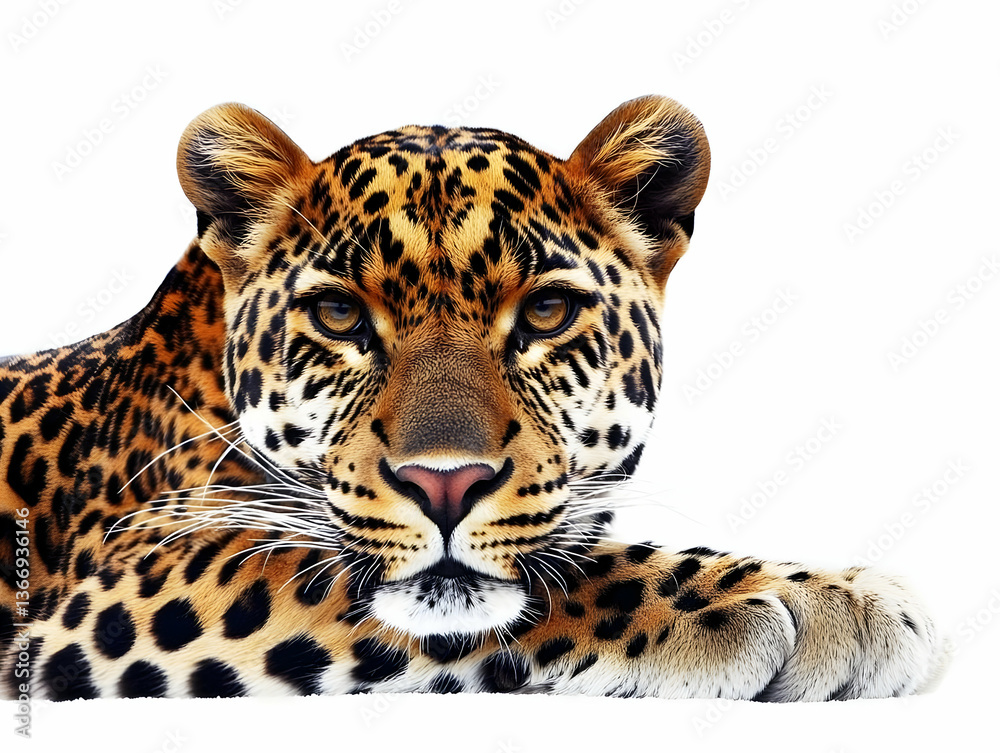 Obraz premium Photo of a Leopard with Brown Fur and Spots Isolated on White