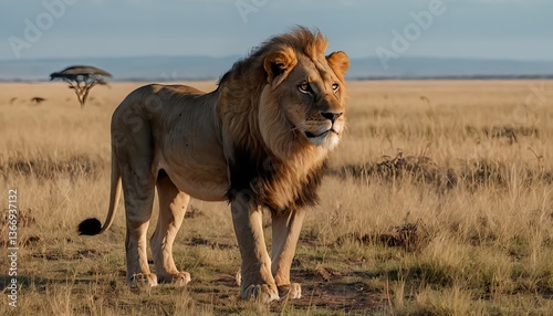 Wallpaper Mural Majestic Male Lion in African Savanna Torontodigital.ca