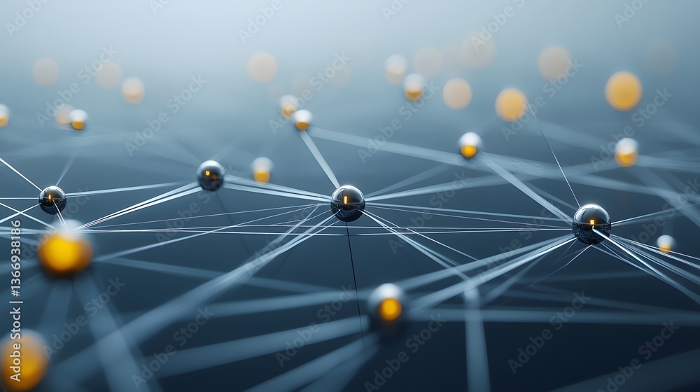 Floating Cloud Computing Network with Interconnected Data Nodes Abstract Technology Visualization