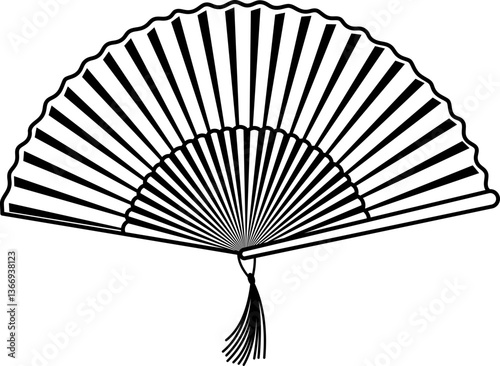 Chinese Hand Fan Outline