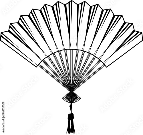 Chinese Hand Fan Outline