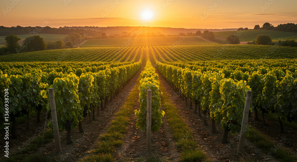 Naklejka premium Golden Hour Vineyard Landscape