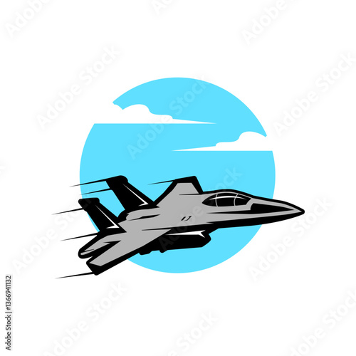 vector fighter jet military aircraft in the sky illustration