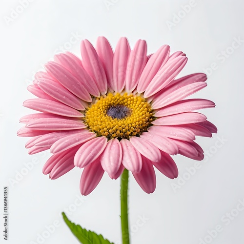 Pink Gerbera Daisy Flower on White Background