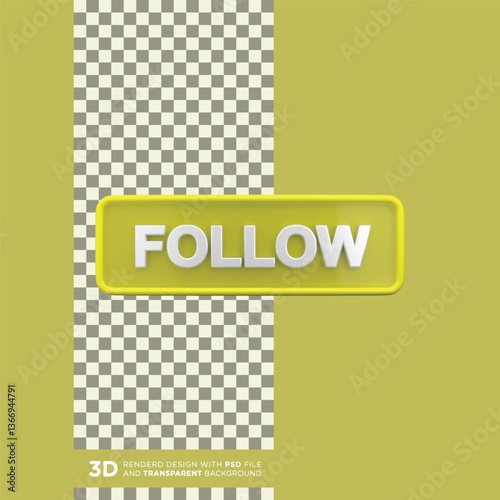 Snapchat Follow 3D button rendered in Blender.