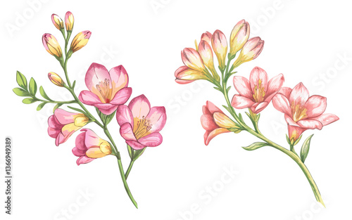 Flower Branch Watercolour Vector Collection Design