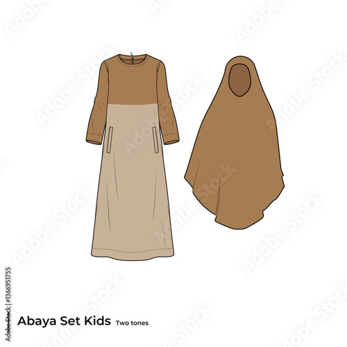 Abaya Set with two tones color