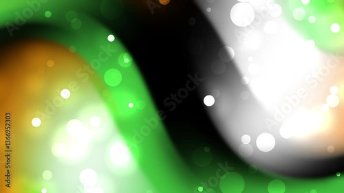 Abstract overlay green, white, background and orange blurred lights background. Perfect for festive designs, holidays, celebration concepts, party invitations, and abstract backgrounds.