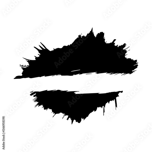 Abstract Brush Stroke: A dramatic splash of black ink, a striking visual statement in high-contrast monochrome