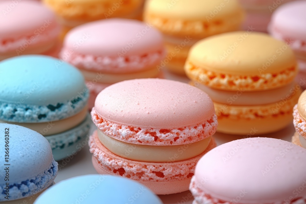Delicate Array of Colorful French Macarons Arranged Beautifully in Pastel Hues Perfect for a Sweet Treat Indulgence Delicate Array of Colorful French Macarons Arranged Beautifully in Pastel Hues Perfect for a Sweet Treat Indulgence