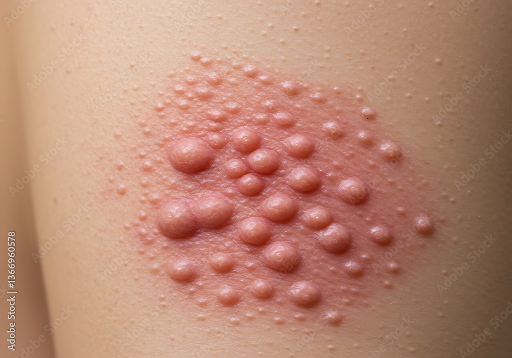 Fototapeta premium Skin Condition Showing Blisters and Rash Close Up for Medical Diagnosis