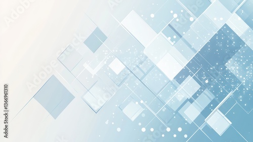 Abstract geometric shapes  light blue and white background  design concept  illustration  digital art  website banner