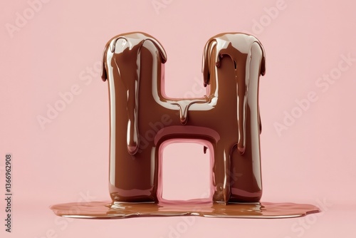 The letter H is dripping with chocolate