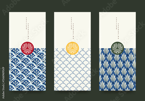 Packaging templates japanese style background of fabric luxury or premium products. Asian pattern art design.