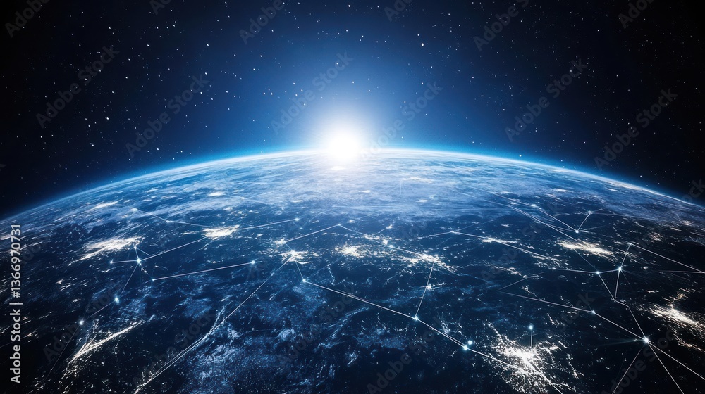 Obraz premium Earth Networked at Dawn