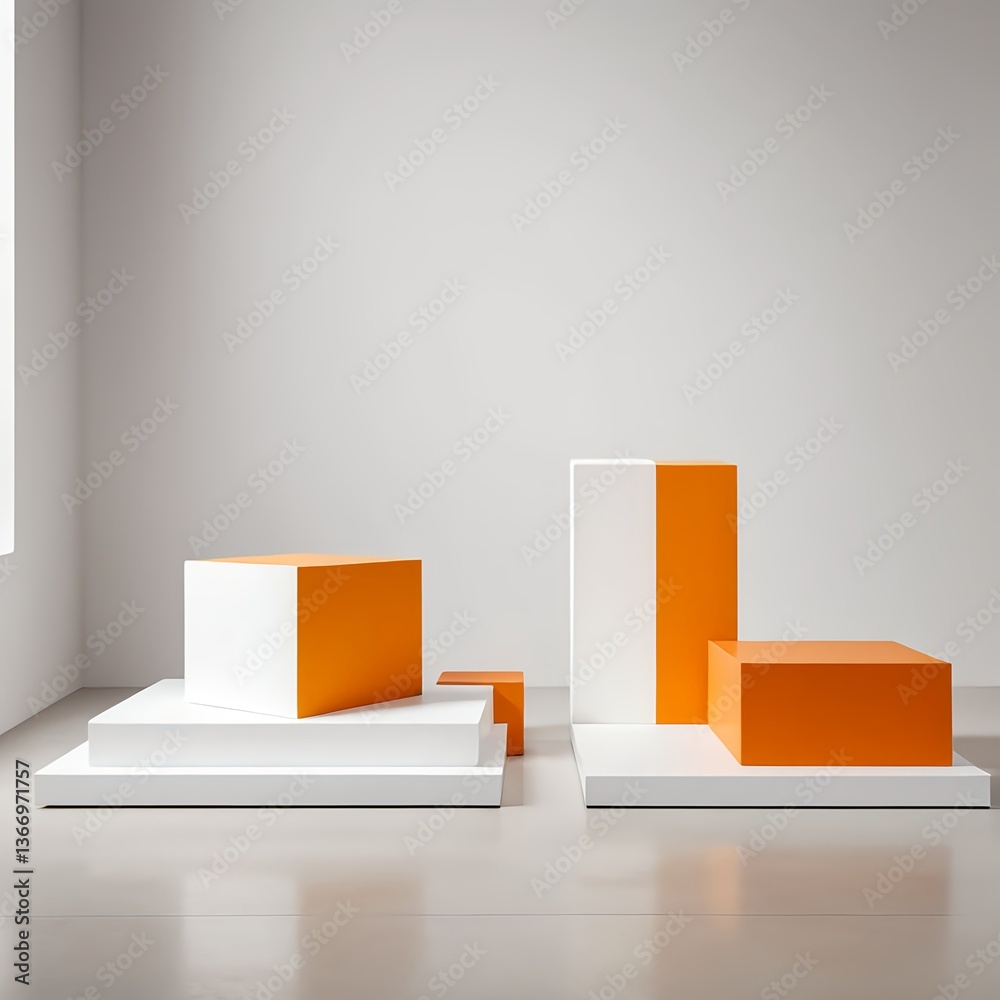 Minimalist Orange and White Geometric Display Minimalist Orange and White Geometric Display