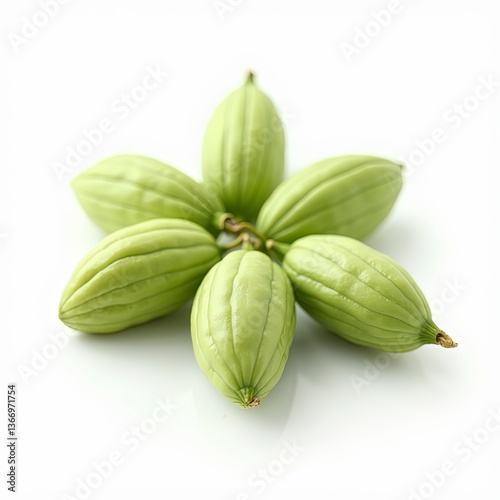 Wallpaper Mural Green Cardamom pods and seeds isolated on white background Torontodigital.ca