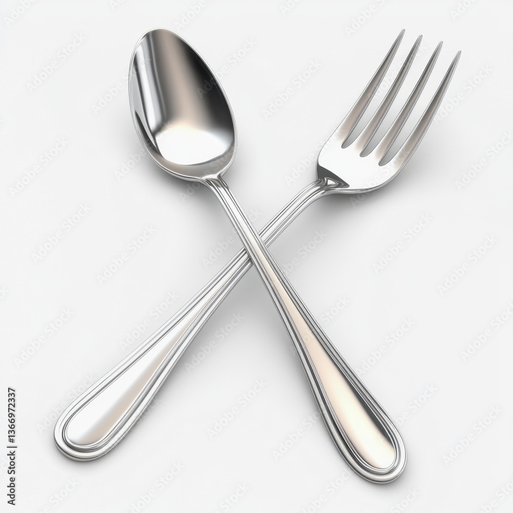 Two silverware utensils, a fork and a spoon Two silverware utensils, a fork and a spoon
