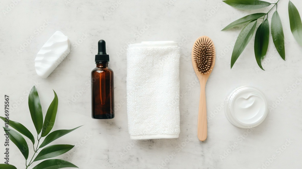 Luxurious self-care routine featuring bio oil, gua sha tool, and soft cotton towel, soft-focus background, ultra-detailed high-resolution textures Luxurious self-care routine featuring bio oil, gua sha tool, and soft cotton towel, soft-focus background, ultra-detailed high-resolution textures