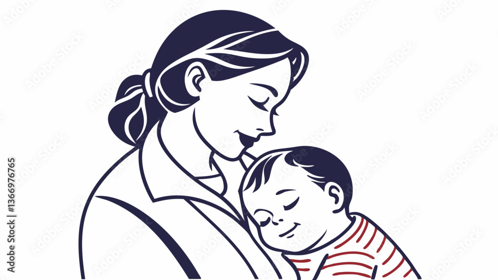 Mother and son with a couple in a loving family vector illustration Mother and son with a couple in a loving family vector illustration