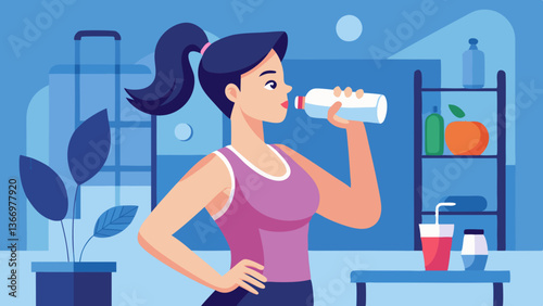 A Woman Drinking Water After a Workout