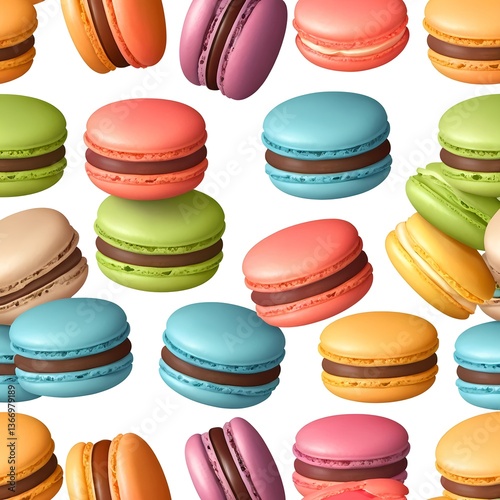 Wallpaper Mural Colorful Macarons Falling on White Background Torontodigital.ca