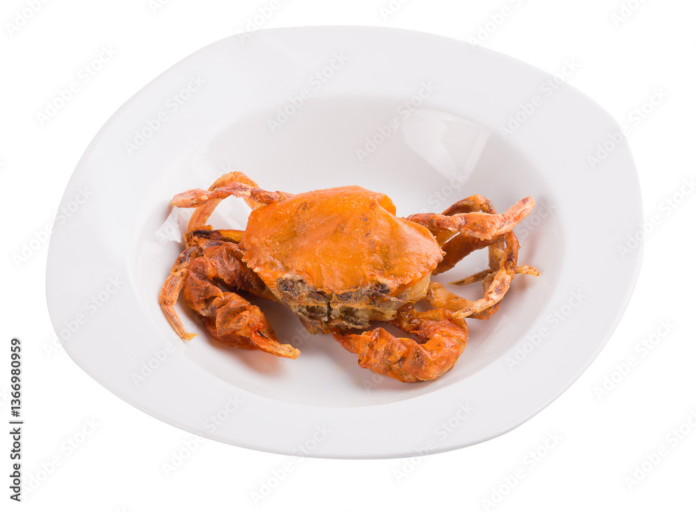 Soft shell crab salad isolated on transparent background