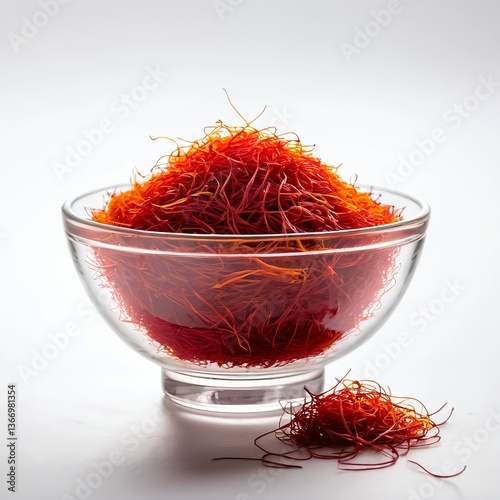 Saffron Threads in Glass Bowl