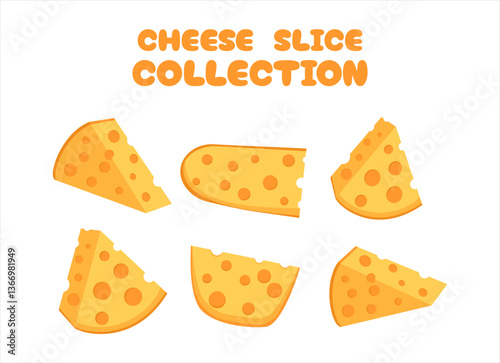 cheese yellow slice cut vector collection flat design cartoon, isolated on background