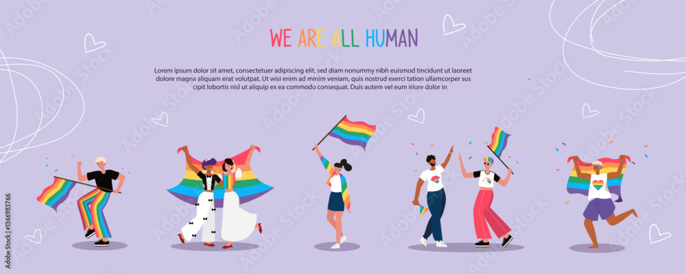 Fototapeta premium Inclusive Community Celebration: We Are All Human, vector illustration