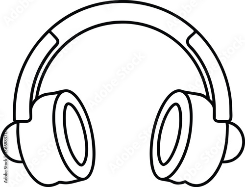 Headphone outline coloring book page, Headphone line art vector