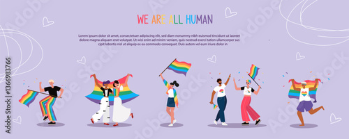 Inclusive Community Celebration: We Are All Human, vector illustration