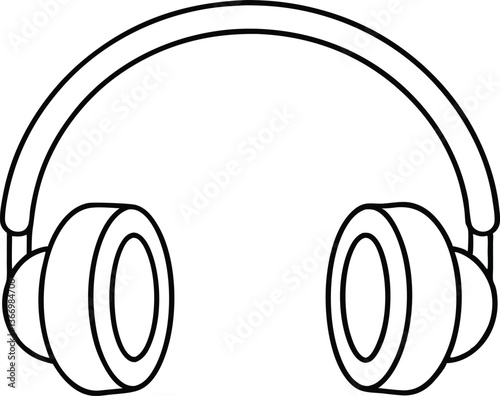 Headphone outline coloring book page, Headphone line art vector